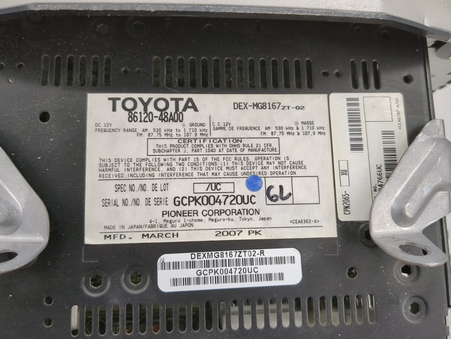 2007-2009 Lexus Rx350 Radio AM FM Cd Player Receiver Replacement P/N:86120-48A00 Fits Fits 2006 2007 2008 2009 OEM Used Auto