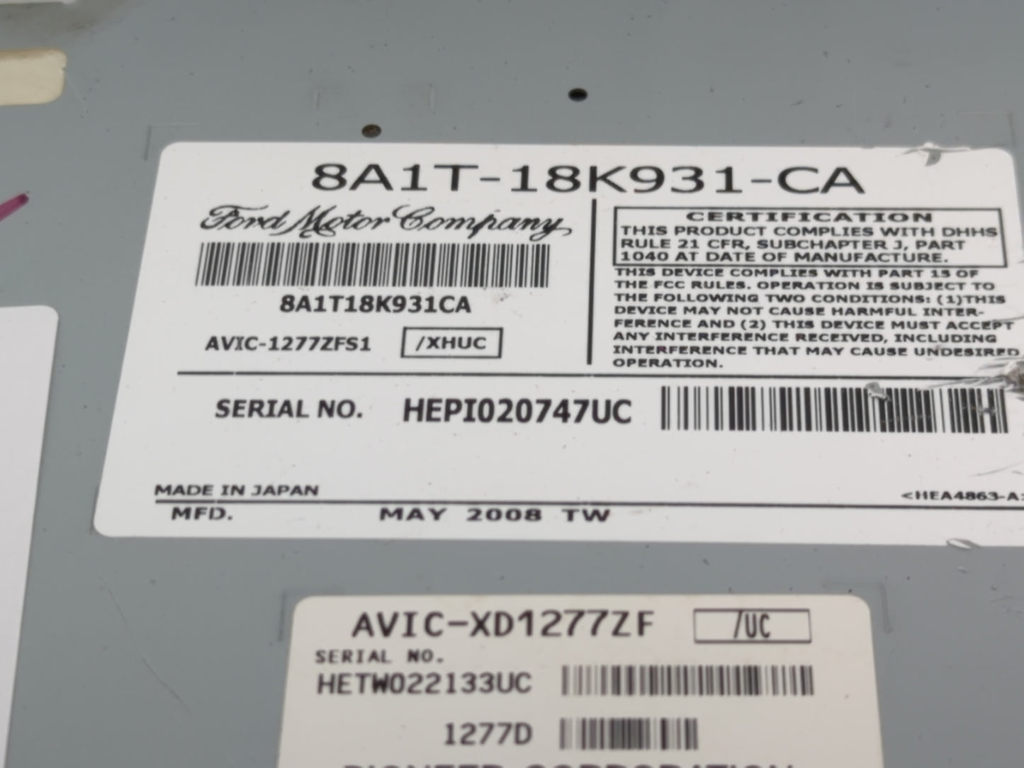 2008 Lincoln Mkx Radio AM FM Cd Player Receiver Replacement P/N:8A1T-18K931-CA Fits OEM Used Auto Parts - Oemusedautoparts1.