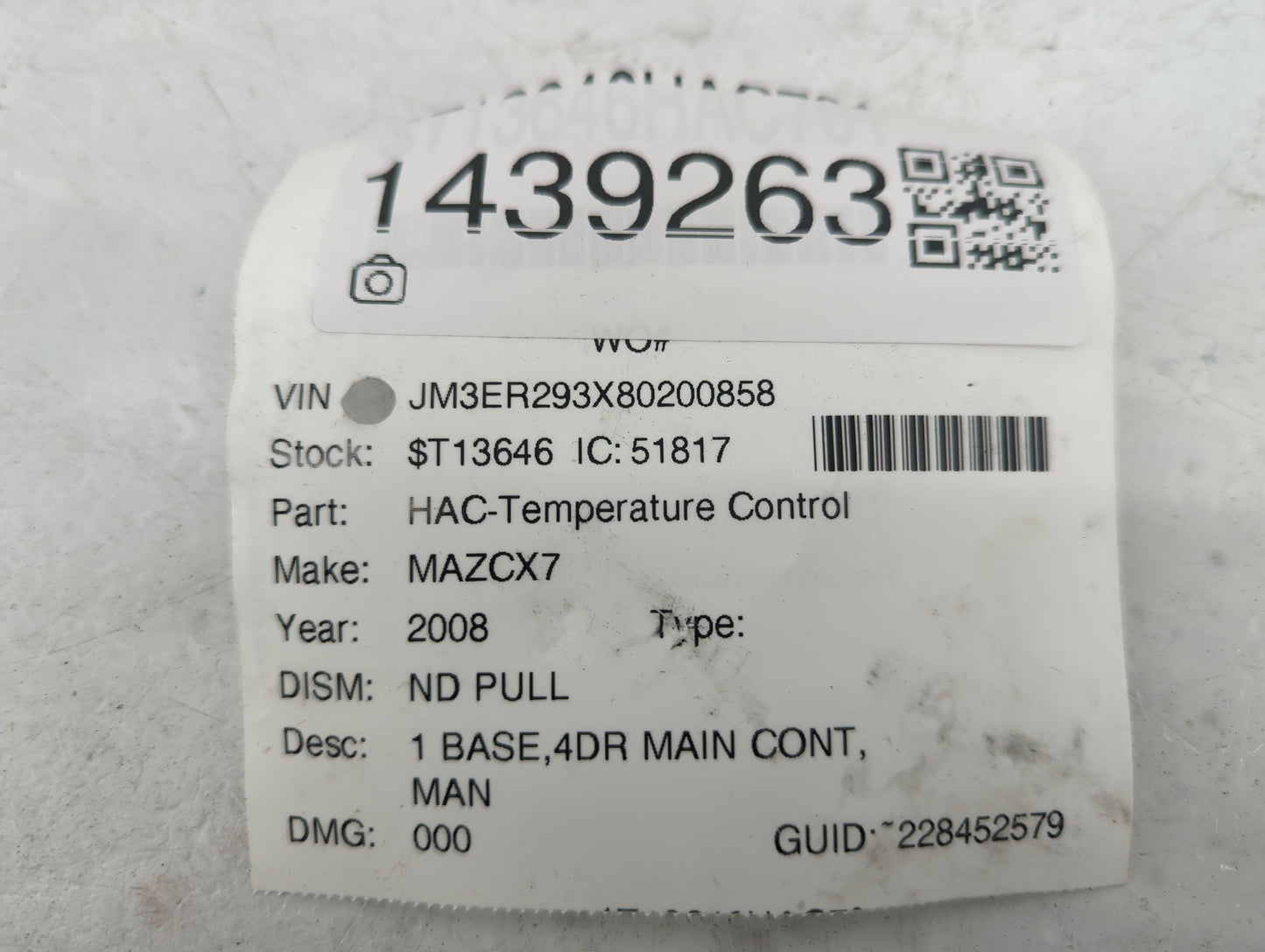 2007-2009 Mazda Cx-7 Climate Control Module Temperature AC/Heater Replacement P/N:BEQ1 N130CE0241.09 Fits Fits 2007 2008 200