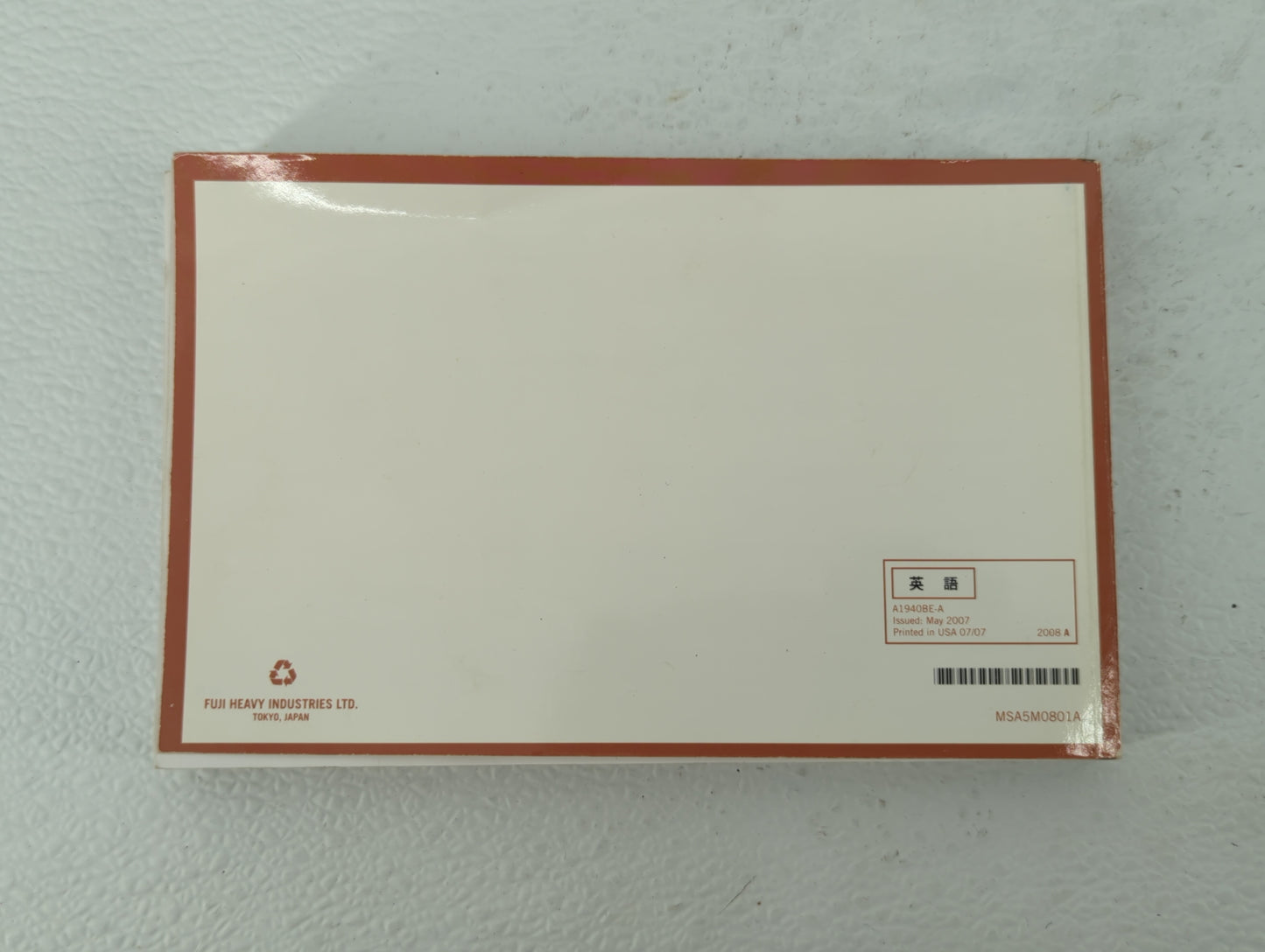 2008 Subaru Impreza Owners Manual Book Guide OEM Used Auto Parts - Oemusedautoparts1.com