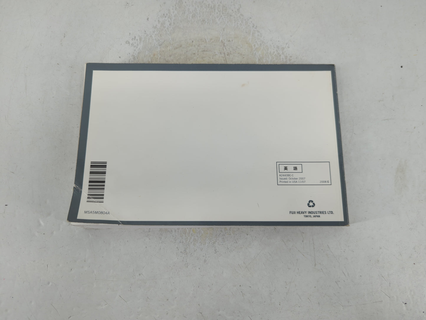 2008 Subaru Legacy Owners Manual Book Guide P/N:MSA5M0804A OEM Used Auto Parts - Oemusedautoparts1.com