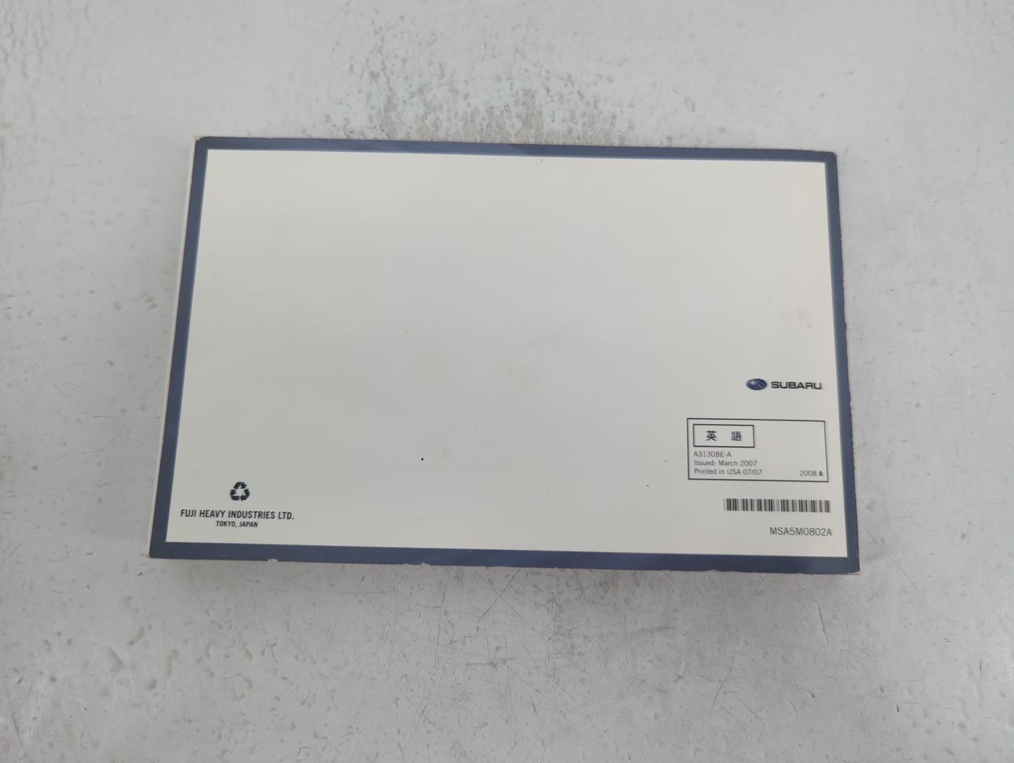 2008 Subaru Tribeca Owners Manual Book Guide P/N:A3130BE-A MSA5M0802A OEM Used Auto Parts - Oemusedautoparts1.com