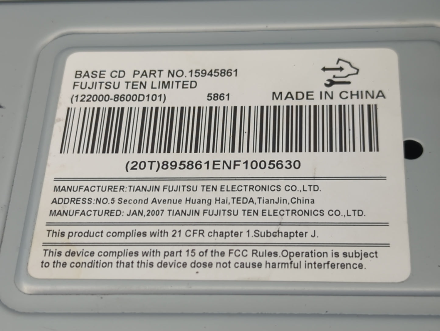 2008 Suzuki Vitara Radio AM FM Cd Player Receiver Replacement P/N:15945861 25920407 Fits Fits 2007 2009 OEM Used Auto Parts