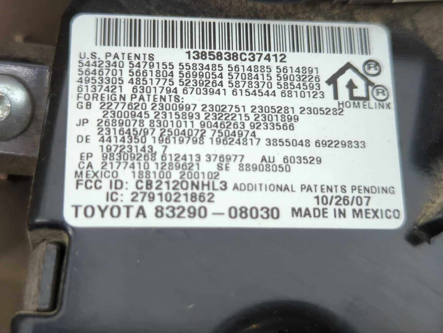 2008 Toyota Sienna Overhead Roof Console - Oemusedautoparts1.com