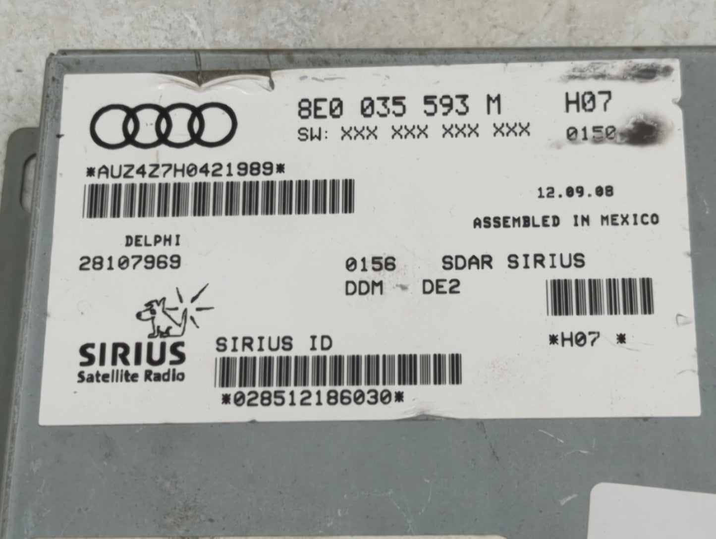 2009 Audi A3 Radio AM FM Cd Player Receiver Replacement P/N:8E0035593M 28107969 Fits OEM Used Auto Parts - Oemusedautoparts1