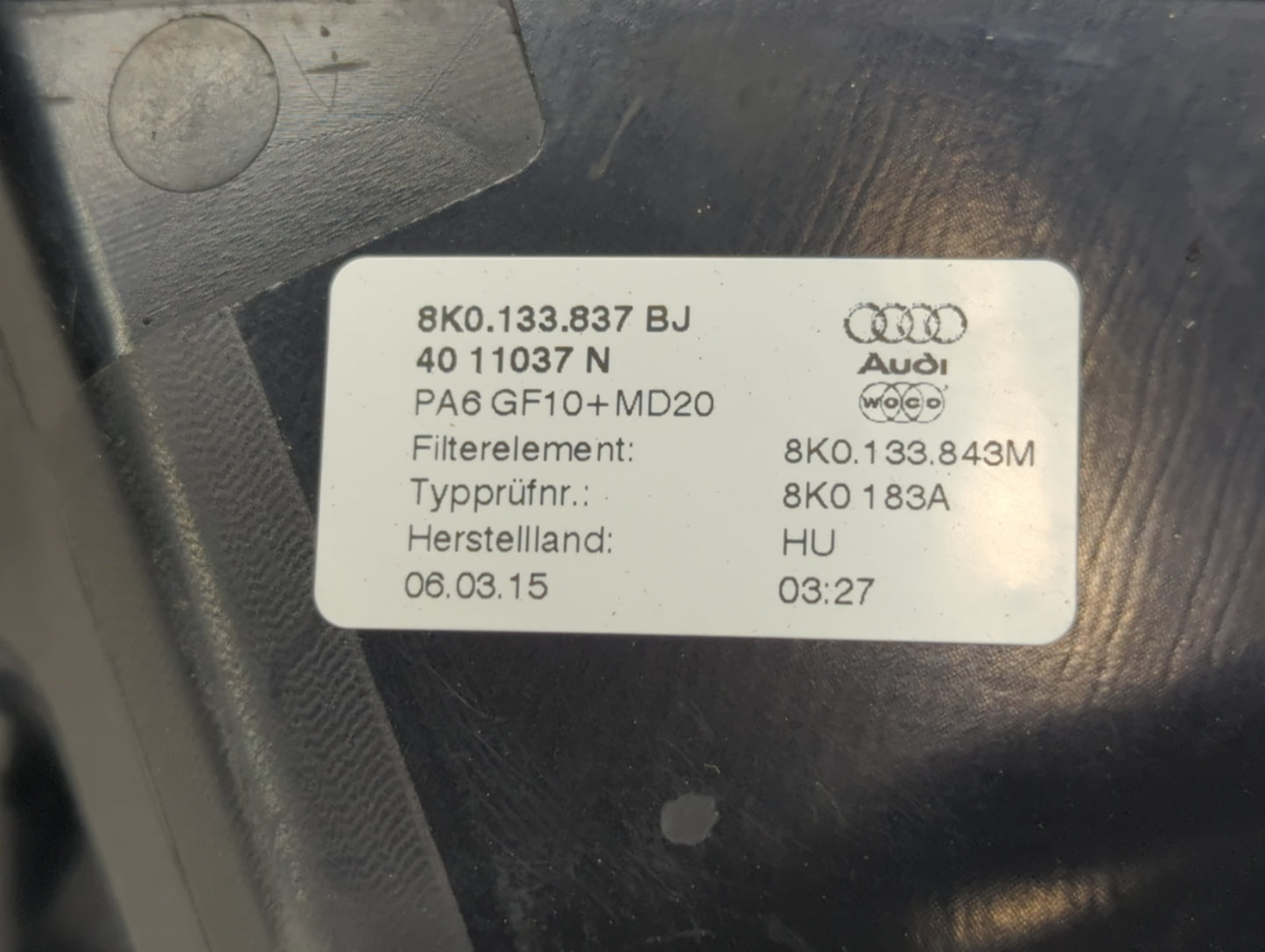 2009-2011 Audi A4 Quattro Air Cleaner Intake-duct Hose Tube - Oemusedautoparts1.com