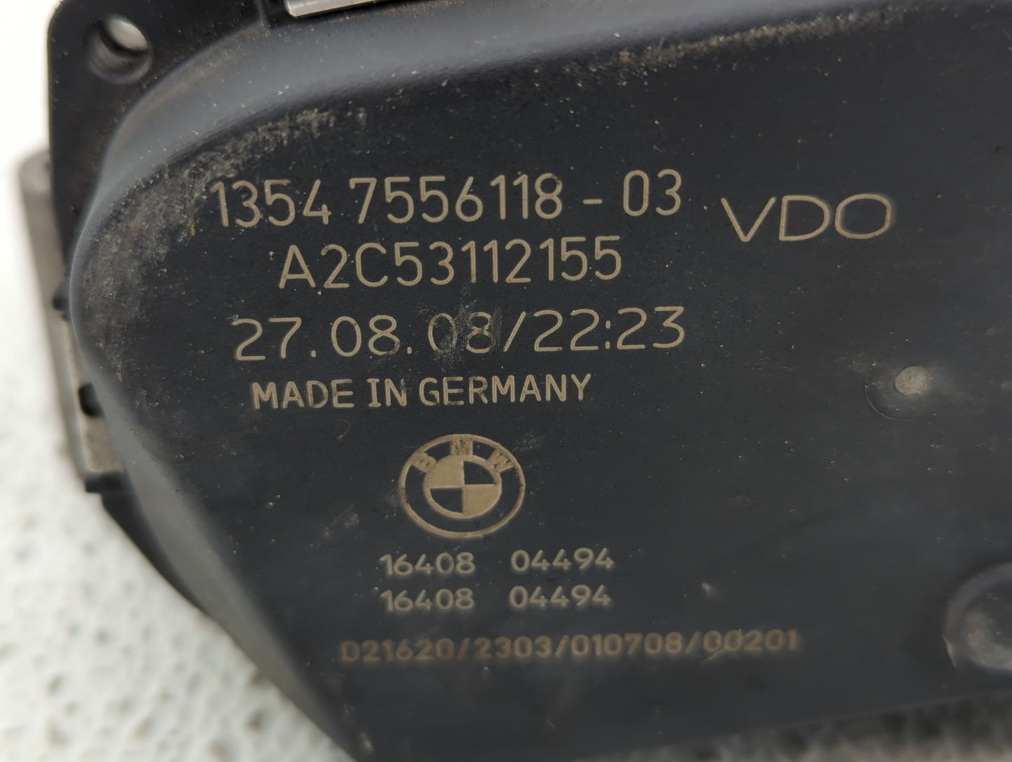 2008-2011 Bmw 528i Throttle Body P/N:1354 7556118-04 1354 7556118-03 Fits Fits 2007 2008 2009 2010 2011 2012 2013 OEM Used A