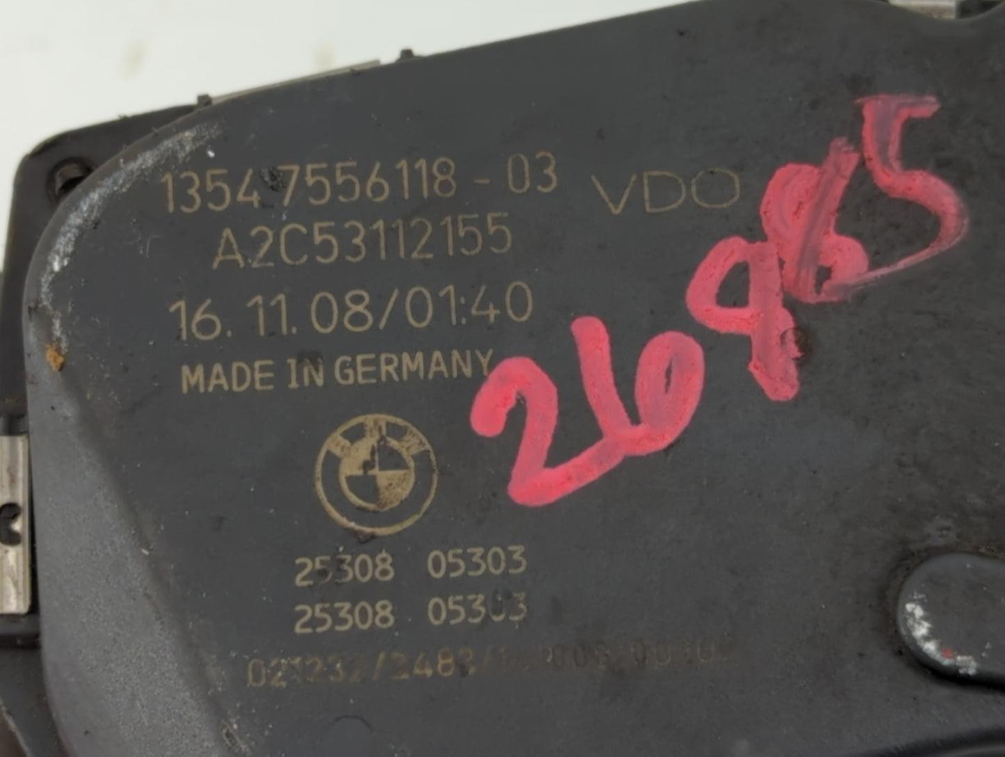 2008-2011 Bmw 528i Throttle Body P/N:1354 7556118-03 Fits Fits 2007 2008 2009 2010 2011 2012 2013 OEM Used Auto Parts - Oemu