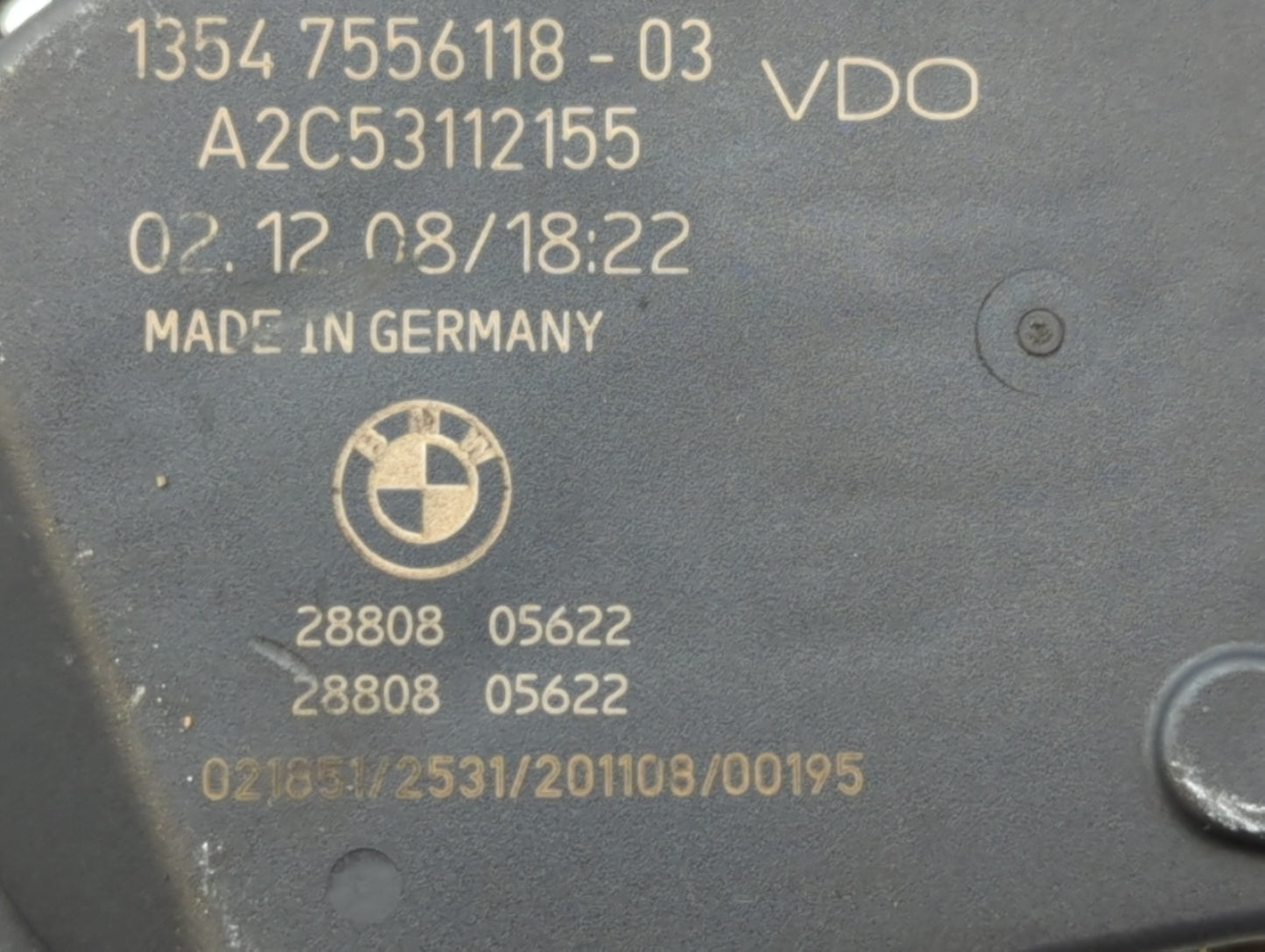 2007-2010 Bmw X5 Throttle Body P/N:1354 7556118-03 Fits Fits 2007 2008 2009 2010 2011 2012 2013 OEM Used Auto Parts - Oemuse