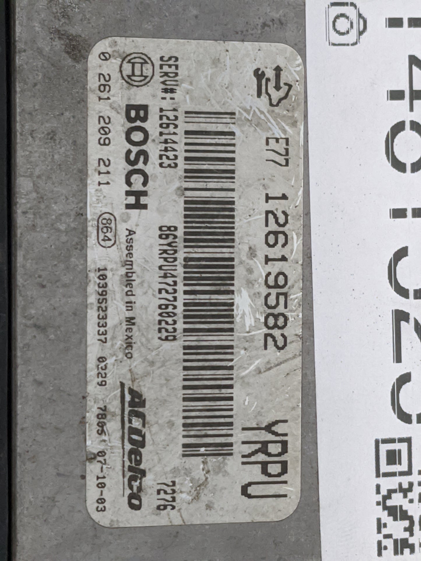 2008-2009 Cadillac Cts PCM Engine Control Computer ECU ECM PCU OEM P/N:12619582 12614423, 0261209211, E77 Fits Fits 2008 200