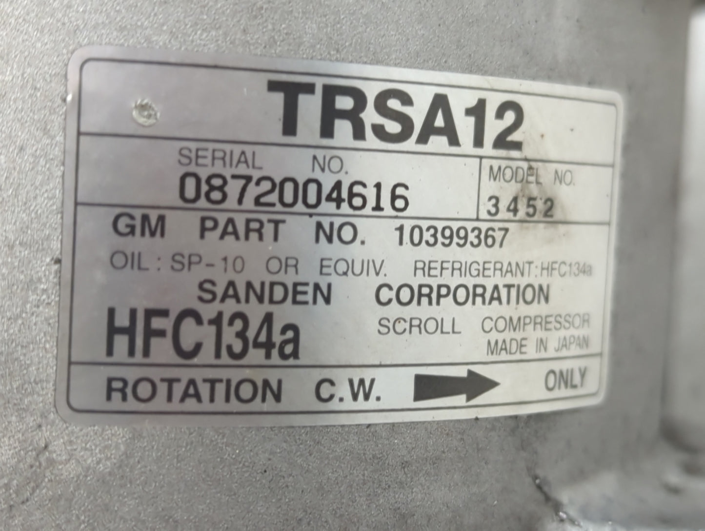 Chevrolet Trail Blazer Air Conditioning A/c Ac Compressor Oem - Oemusedautoparts1.com
