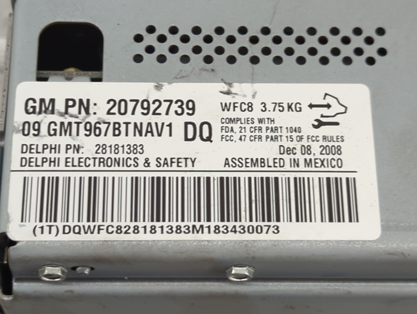 2009 Chevrolet Traverse Radio AM FM Cd Player Receiver Replacement P/N:20792739 28181383, 09GMT967BTNAV1 Fits OEM Used Auto