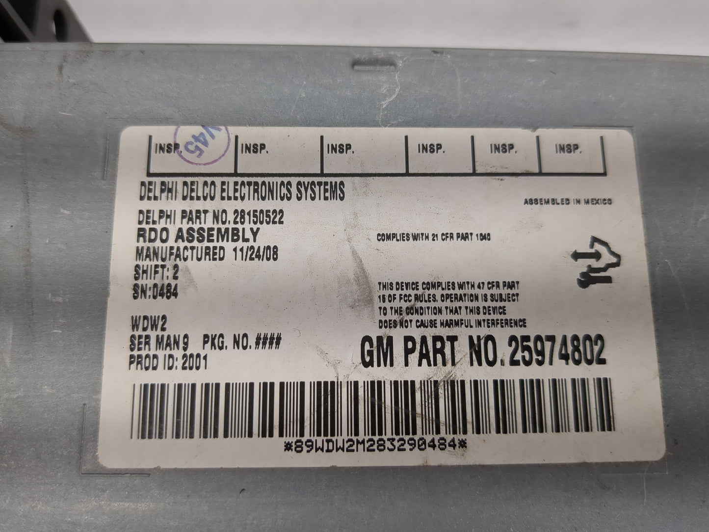2007-2009 Gmc Yukon Radio AM FM Cd Player Receiver Replacement P/N:25974802 Fits Fits 2007 2008 2009 2010 OEM Used Auto Part