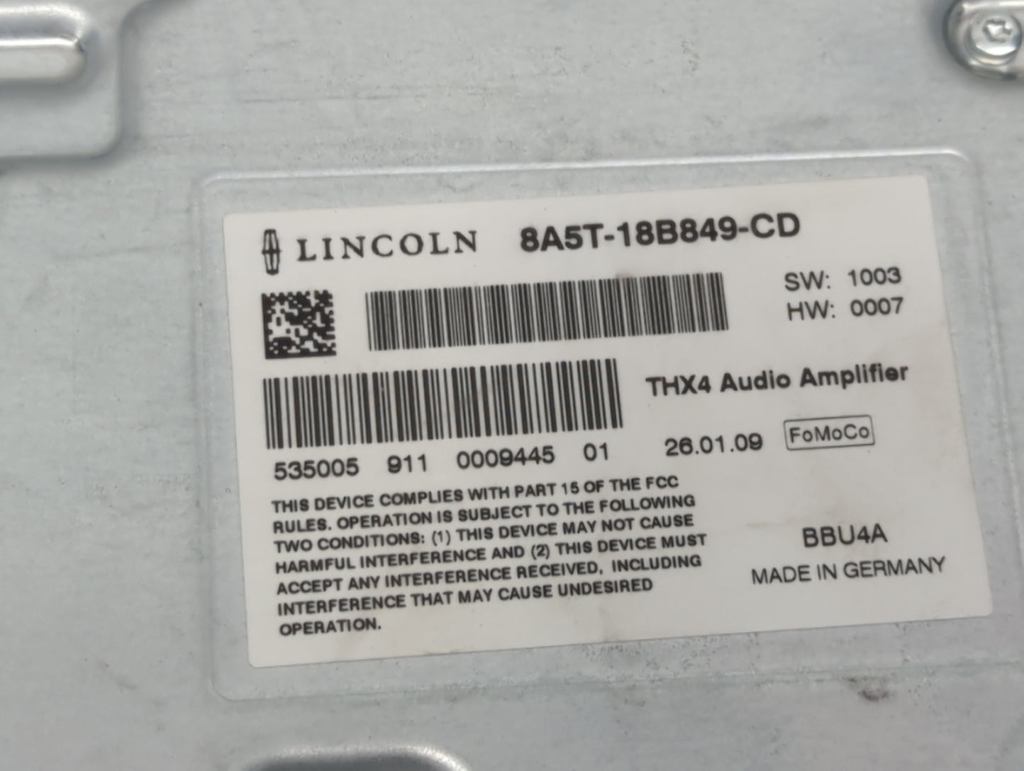 2009 Lincoln Mks Radio AM FM Cd Player Receiver Replacement P/N:8A5T-18B849-CD Fits OEM Used Auto Parts - Oemusedautoparts1.