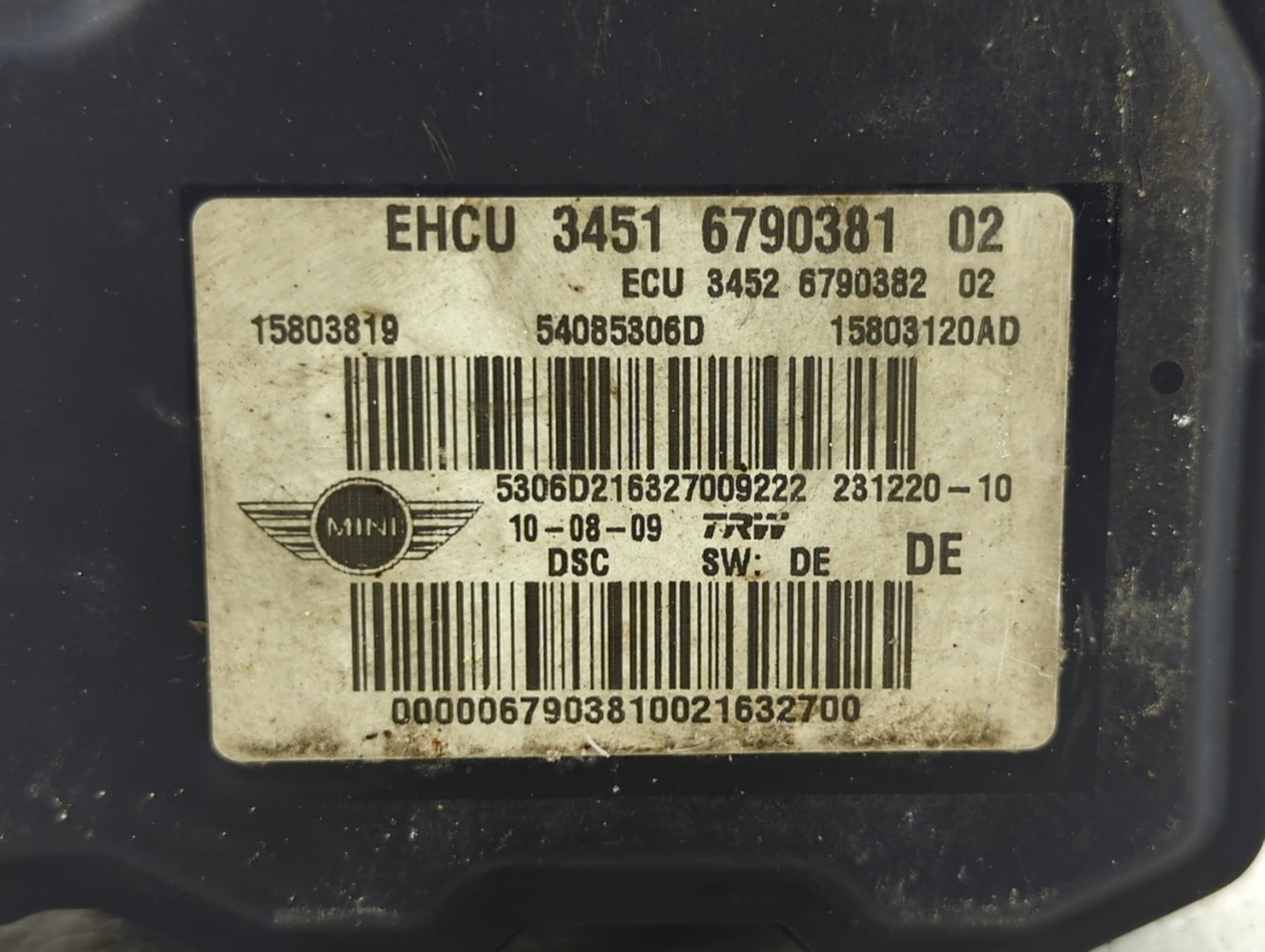 2009-2010 Mini Cooper ABS Pump Control Module Replacement P/N:3451 6790381 6792555, 6793232 Fits Fits 2009 2010 OEM Used Aut