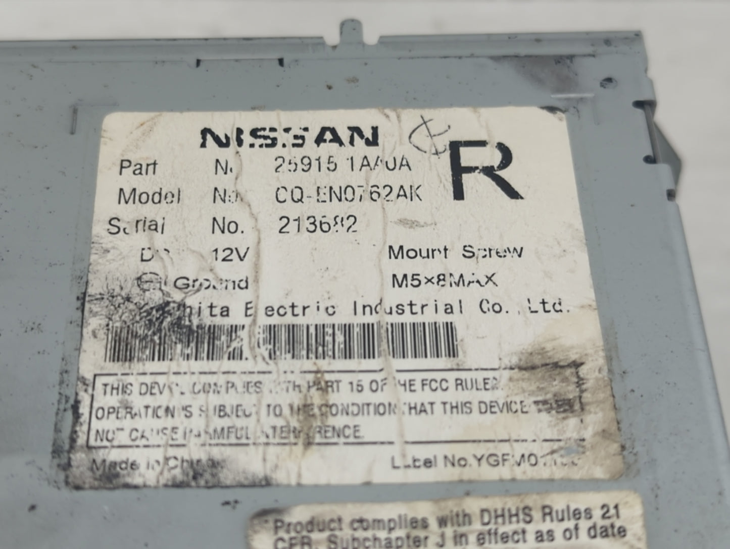 2009-2010 Nissan Murano Radio AM FM Cd Player Receiver Replacement P/N:25915-1AA0A Fits Fits 2009 2010 OEM Used Auto Parts -