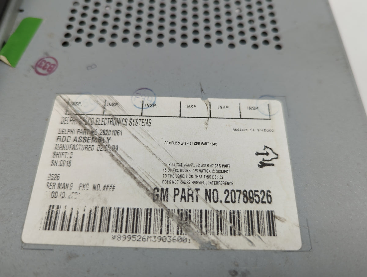 2009-2010 Pontiac G6 Radio AM FM Cd Player Receiver Replacement P/N:20789526 28201061 Fits Fits 2009 2010 OEM Used Auto Part