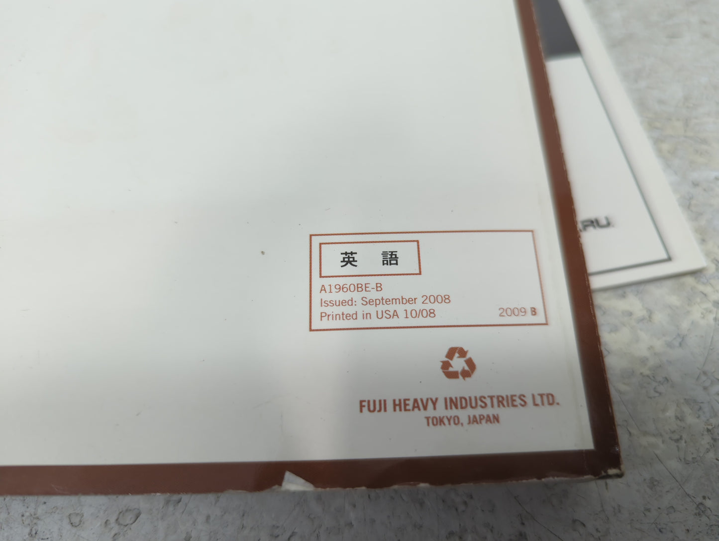 2009 Subaru Impreza Owners Manual Book Guide P/N:B02B43028 OEM Used Auto Parts - Oemusedautoparts1.com