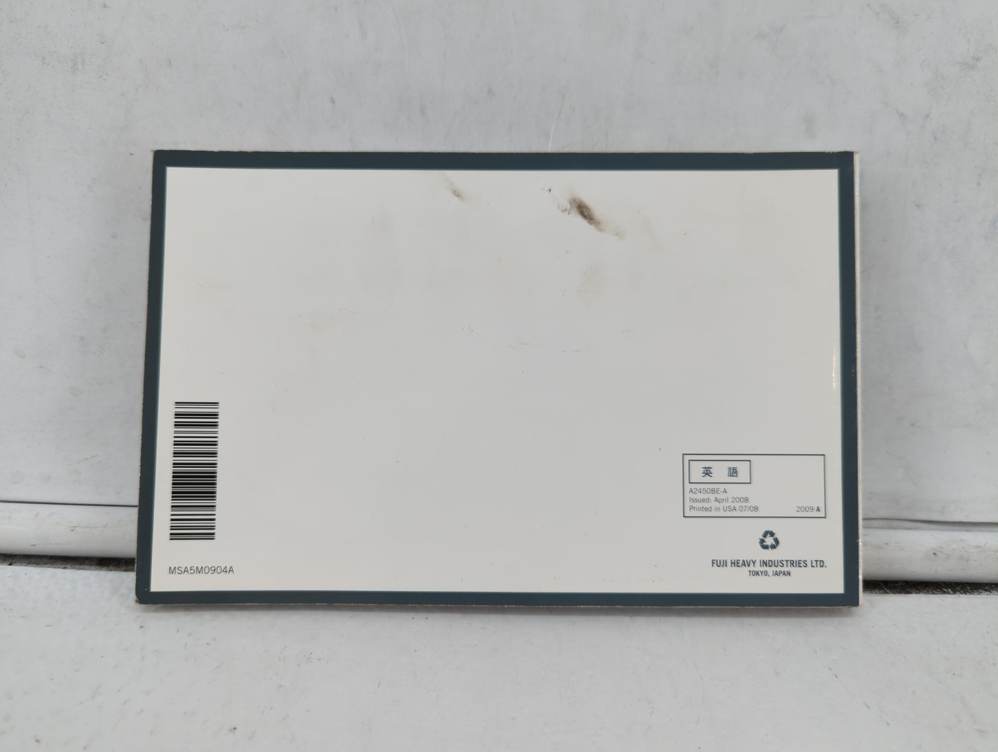 2009 Subaru Legacy Owners Manual Book Guide OEM Used Auto Parts - Oemusedautoparts1.com