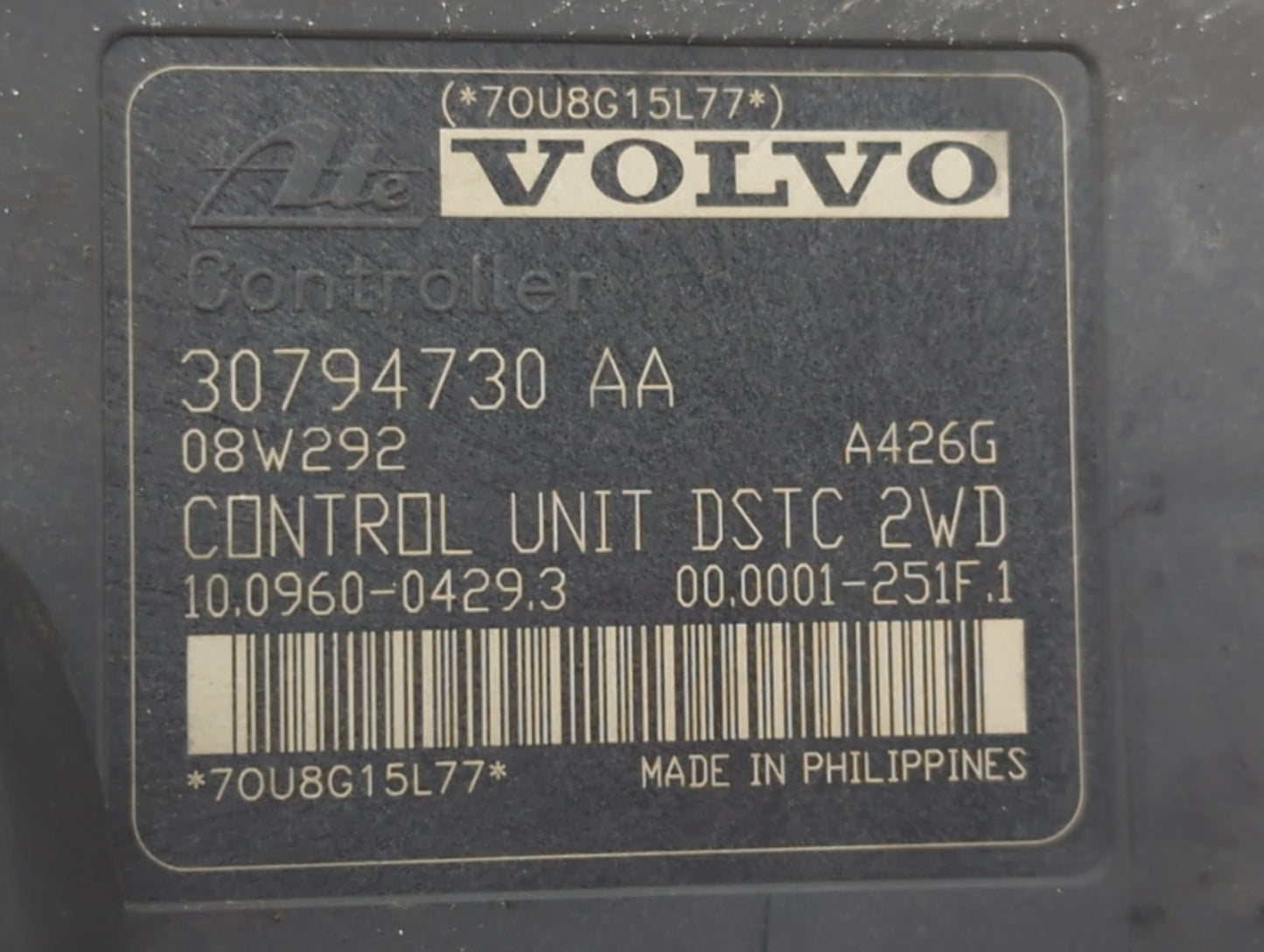 2009 Volvo V40 Anti-Lock Brake ABS Pump Module Actuator OEM P/N:30794730AA Fits Fits 2007 2008 2010 2011 2012 2013 OEM Used