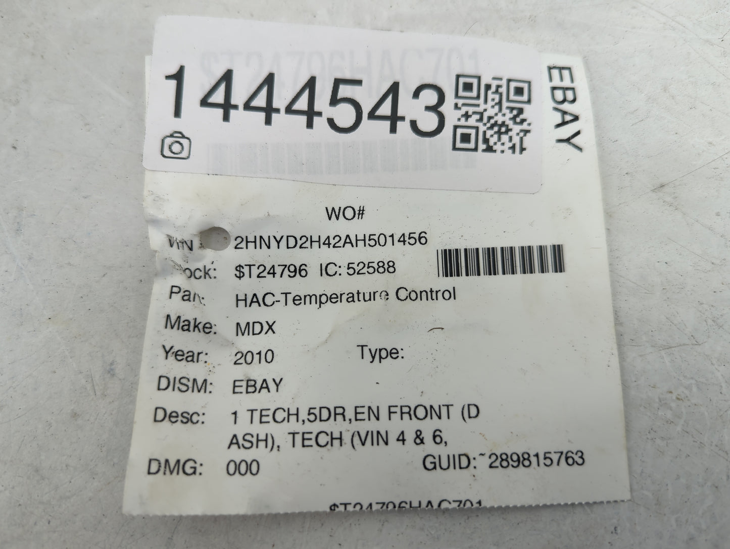 2010-2013 Acura Mdx Climate Control Module Temperature AC/Heater Replacement P/N:79600STXA543M1 M4716L Fits OEM Used Auto Pa