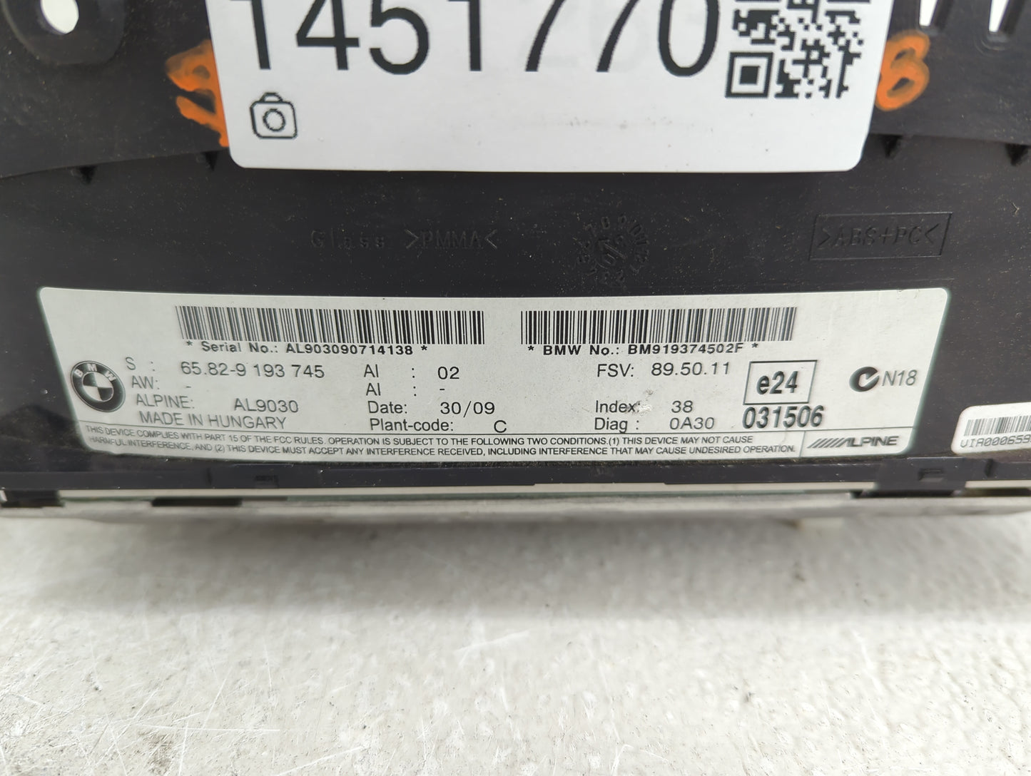 2010 Bmw 528 Information Radio Display Screen - Oemusedautoparts1.com