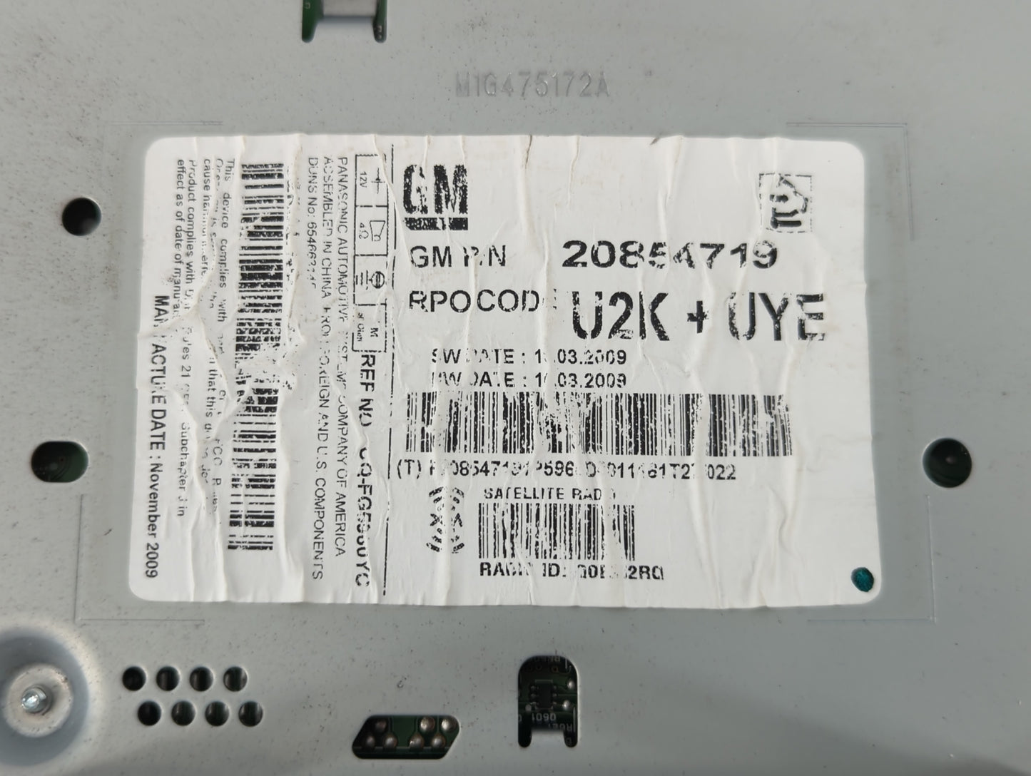 2010-2011 Buick Lacross Radio AM FM Cd Player Receiver Replacement P/N:2085A719 Fits Fits 2010 2011 2012 OEM Used Auto Parts