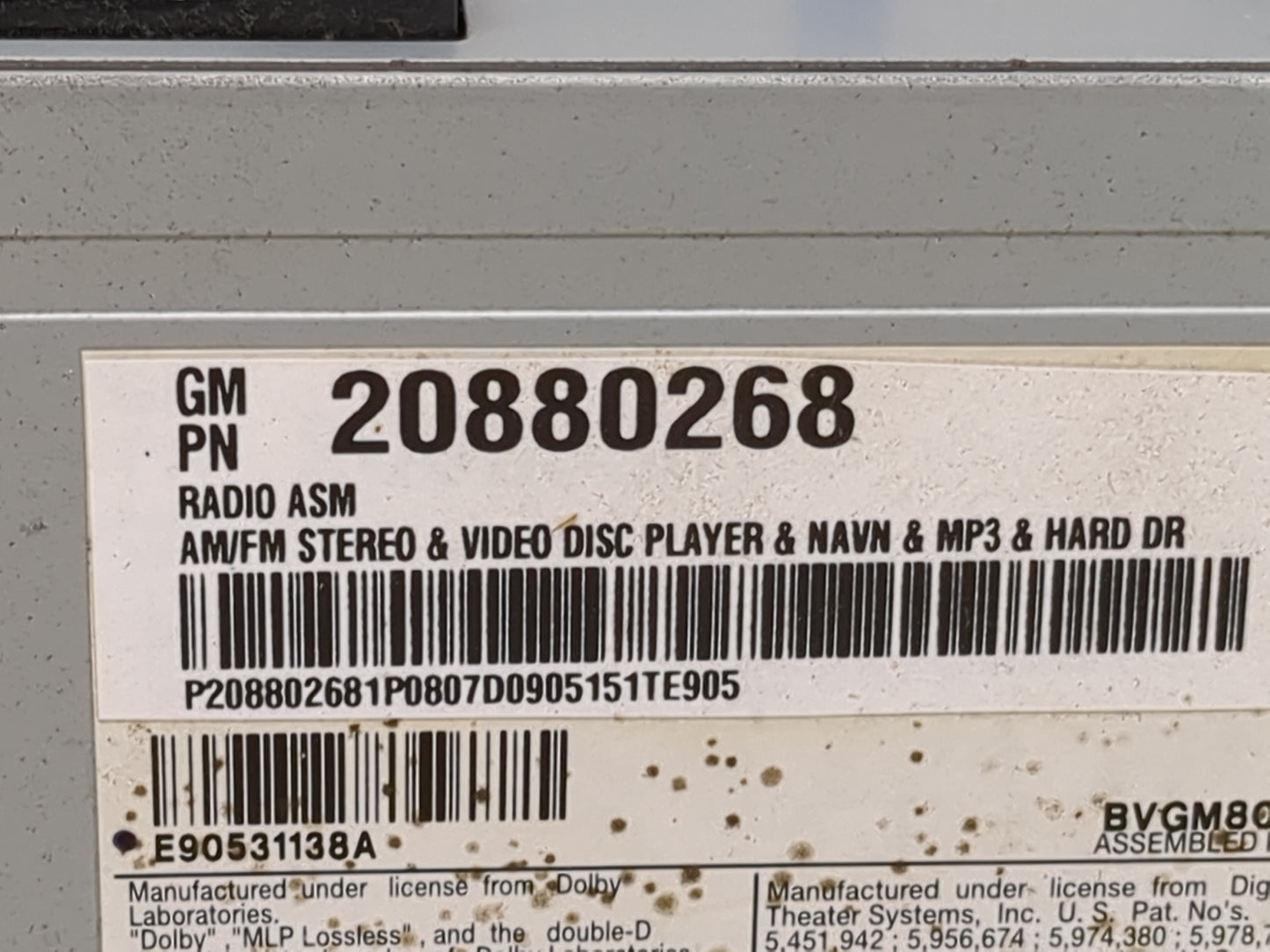 2008-2011 Cadillac Cts Radio AM FM Cd Player Receiver Replacement P/N:20880268 Fits Fits 2008 2009 2010 2011 OEM Used Auto P
