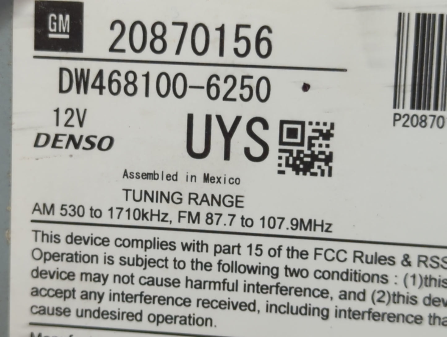 2010 Cadillac Srx Radio AM FM Cd Player Receiver Replacement P/N:22744758 Fits Fits 2011 OEM Used Auto Parts - Oemusedautopa