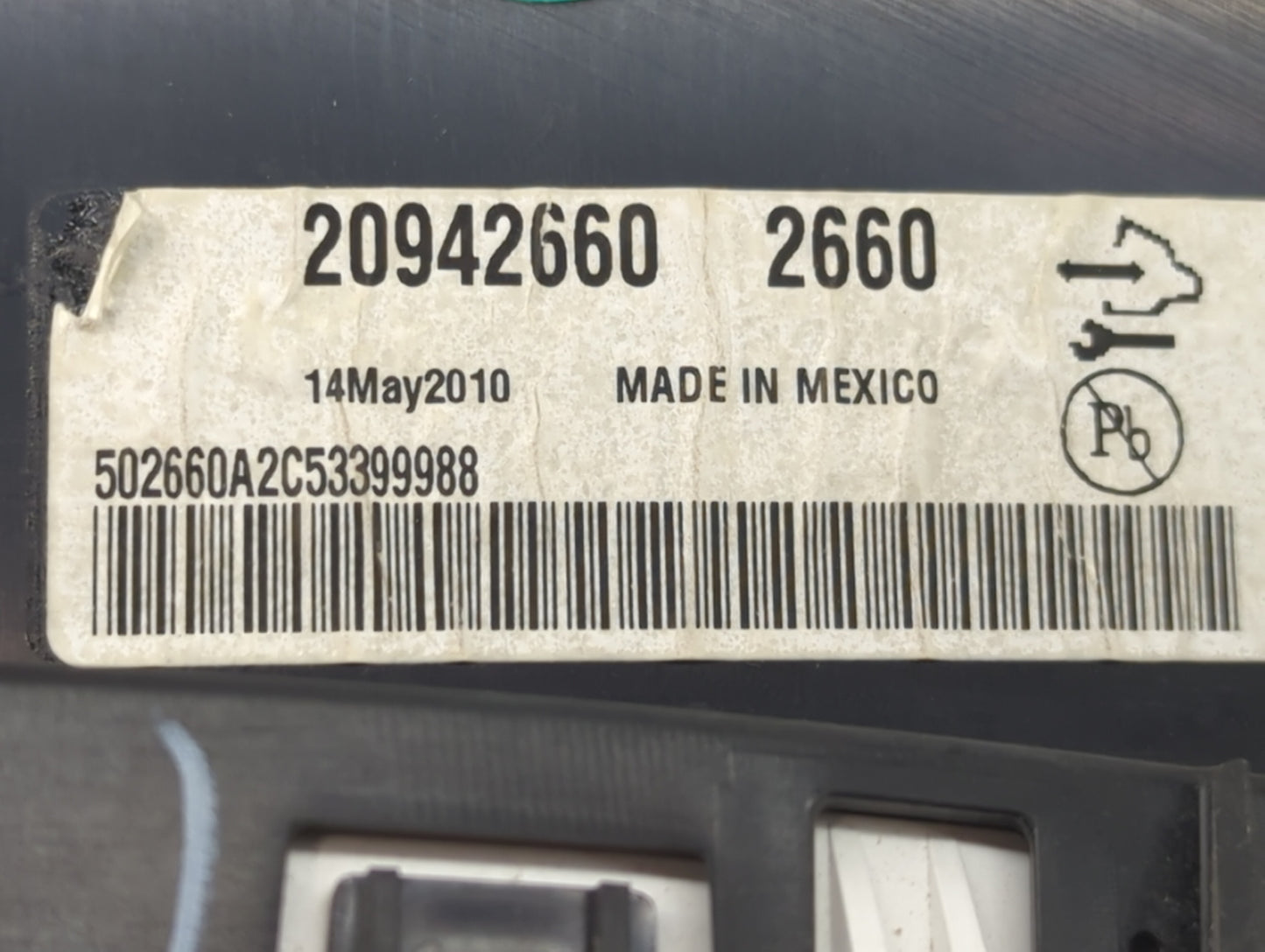 2010 Cadillac Srx Instrument Cluster Speedometer Gauges P/N:20942660 Fits OEM Used Auto Parts - Oemusedautoparts1.com