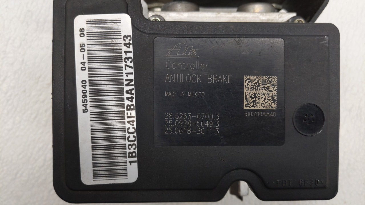 2010 Dodge Avenger ABS Pump Control Module Replacement P/N:P68050120AA Fits OEM Used Auto Parts - Oemusedautoparts1.com