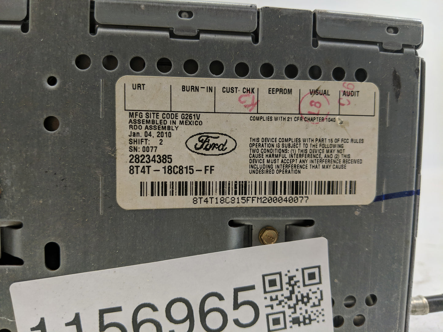 2010 Ford Edge Radio AM FM Cd Player Receiver Replacement P/N:8T4T-18C815-FF 28234385 Fits OEM Used Auto Parts - Oemusedauto