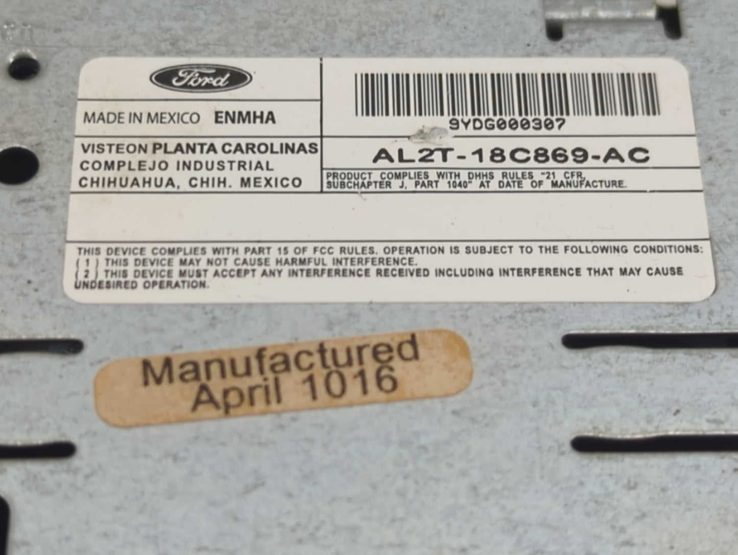 2010 Ford Explorer Radio AM FM Cd Player Receiver Replacement P/N:AL2T-18C869-AC Fits OEM Used Auto Parts - Oemusedautoparts