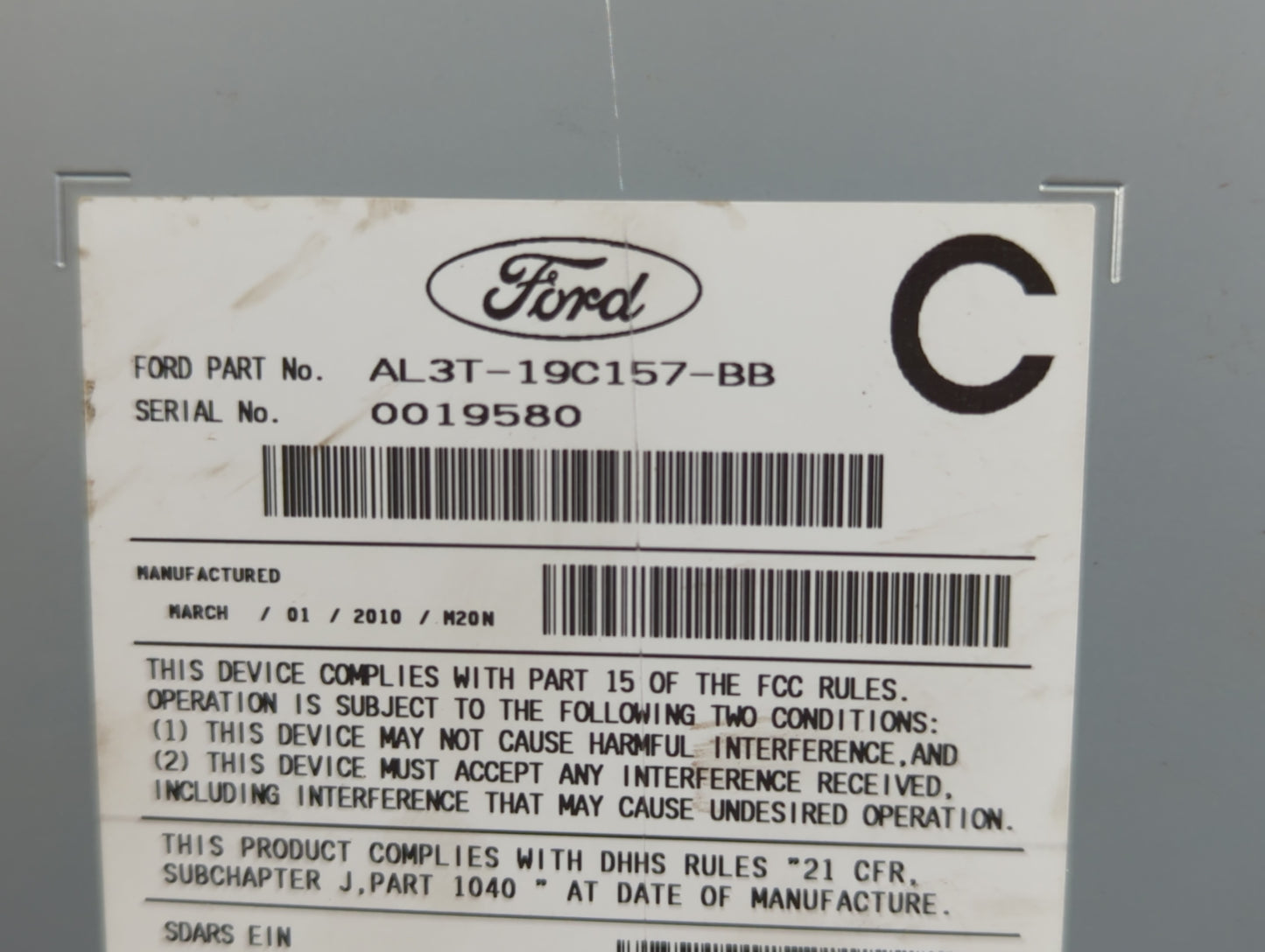 2010 Ford F-150 Radio AM FM Cd Player Receiver Replacement P/N:AL3T-19C157-BB Fits OEM Used Auto Parts - Oemusedautoparts1.c