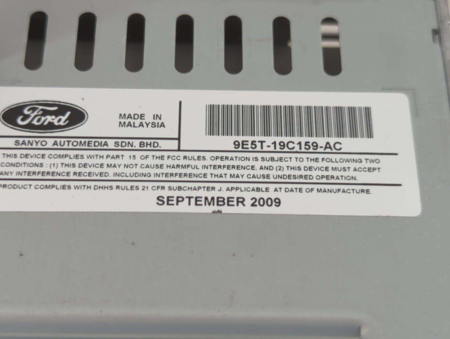2010 Ford Fusion Radio AM FM Cd Player Receiver Replacement P/N:9E5T-19C159-AC Fits OEM Used Auto Parts - Oemusedautoparts1.