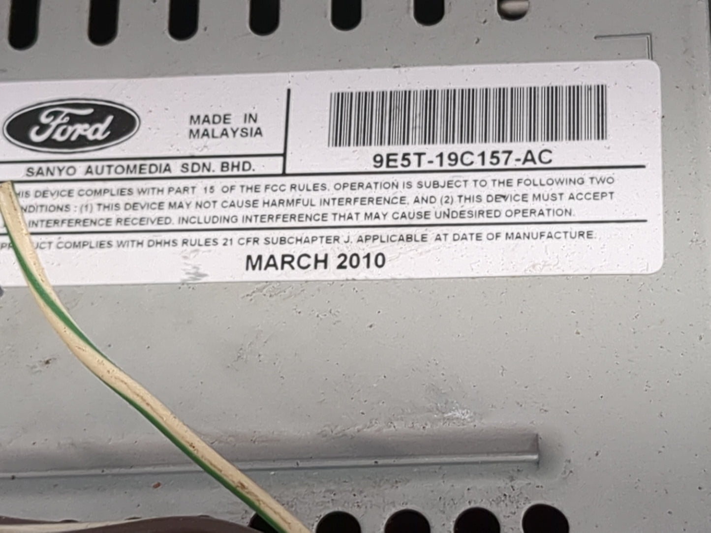 2010 Ford Fusion Radio AM FM Cd Player Receiver Replacement P/N:9E5T-19C157-AC Fits OEM Used Auto Parts - Oemusedautoparts1.