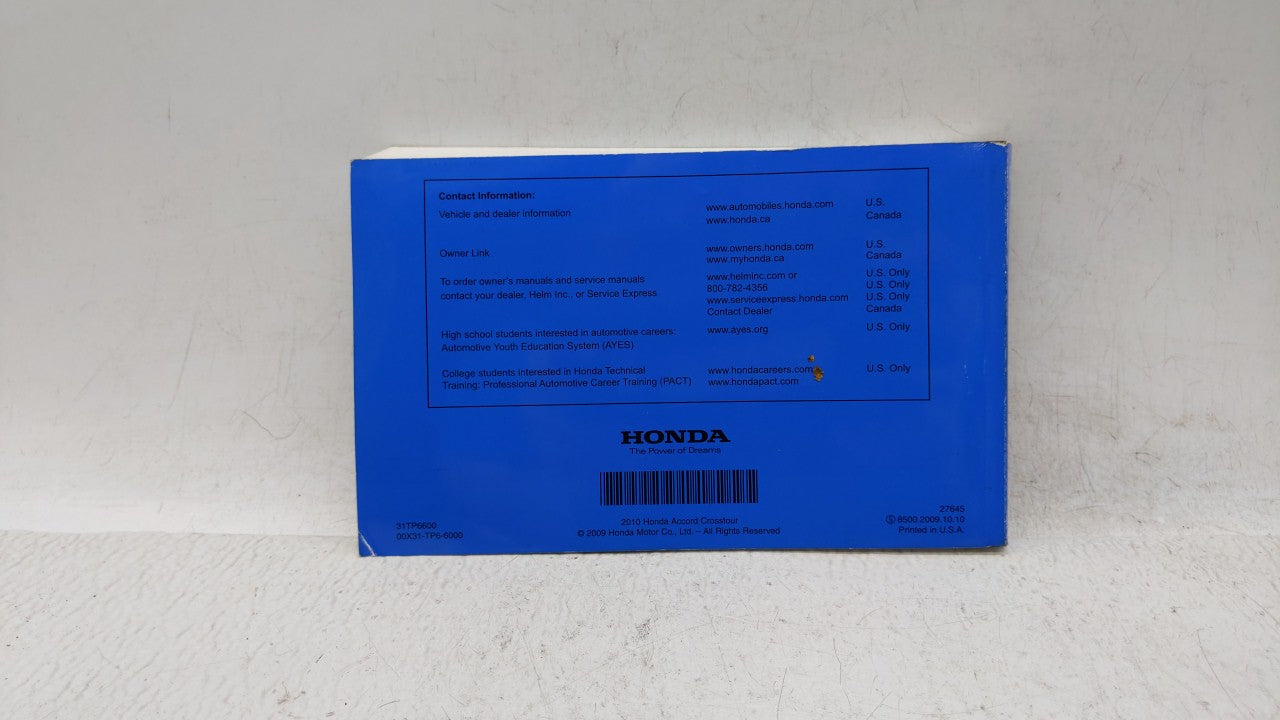 2010 Honda Accord Owners Manual Book Guide OEM Used Auto Parts - Oemusedautoparts1.com