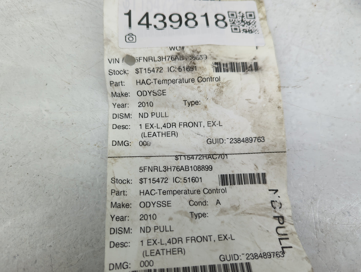 2005-2010 Honda Odyssey Climate Control Module Temperature AC/Heater Replacement P/N:79600SHJA420M Fits OEM Used Auto Parts