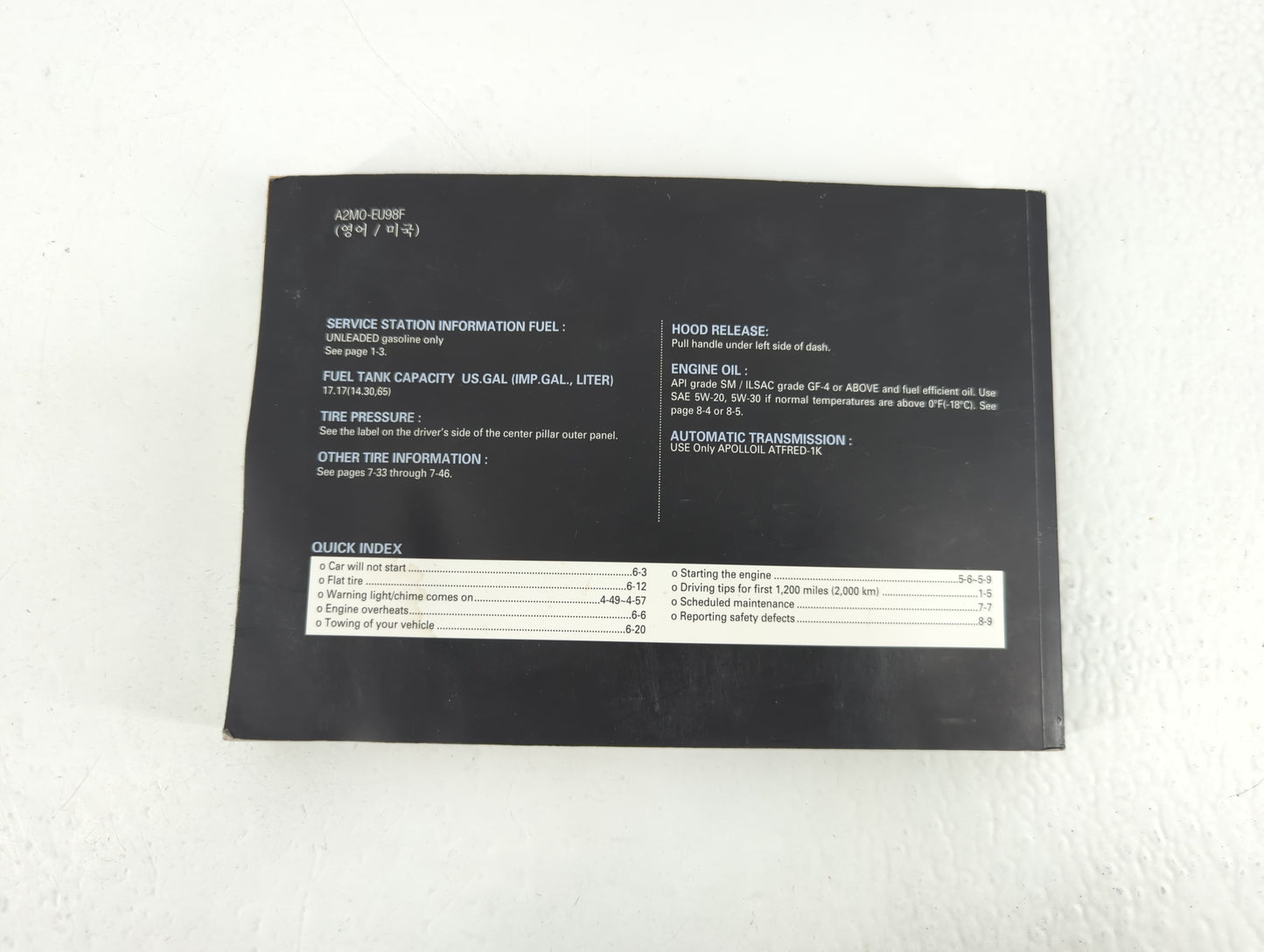 2010 Hyundai Genesis Owners Manual Book Guide P/N:A2M0-EU98F OEM Used Auto Parts - Oemusedautoparts1.com