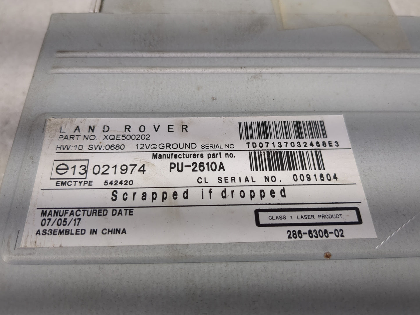 2005-2012 Land Rover Range Rover Radio AM FM Cd Player Receiver Replacement P/N:286-6306-04 E13021974 Fits OEM Used Auto Par