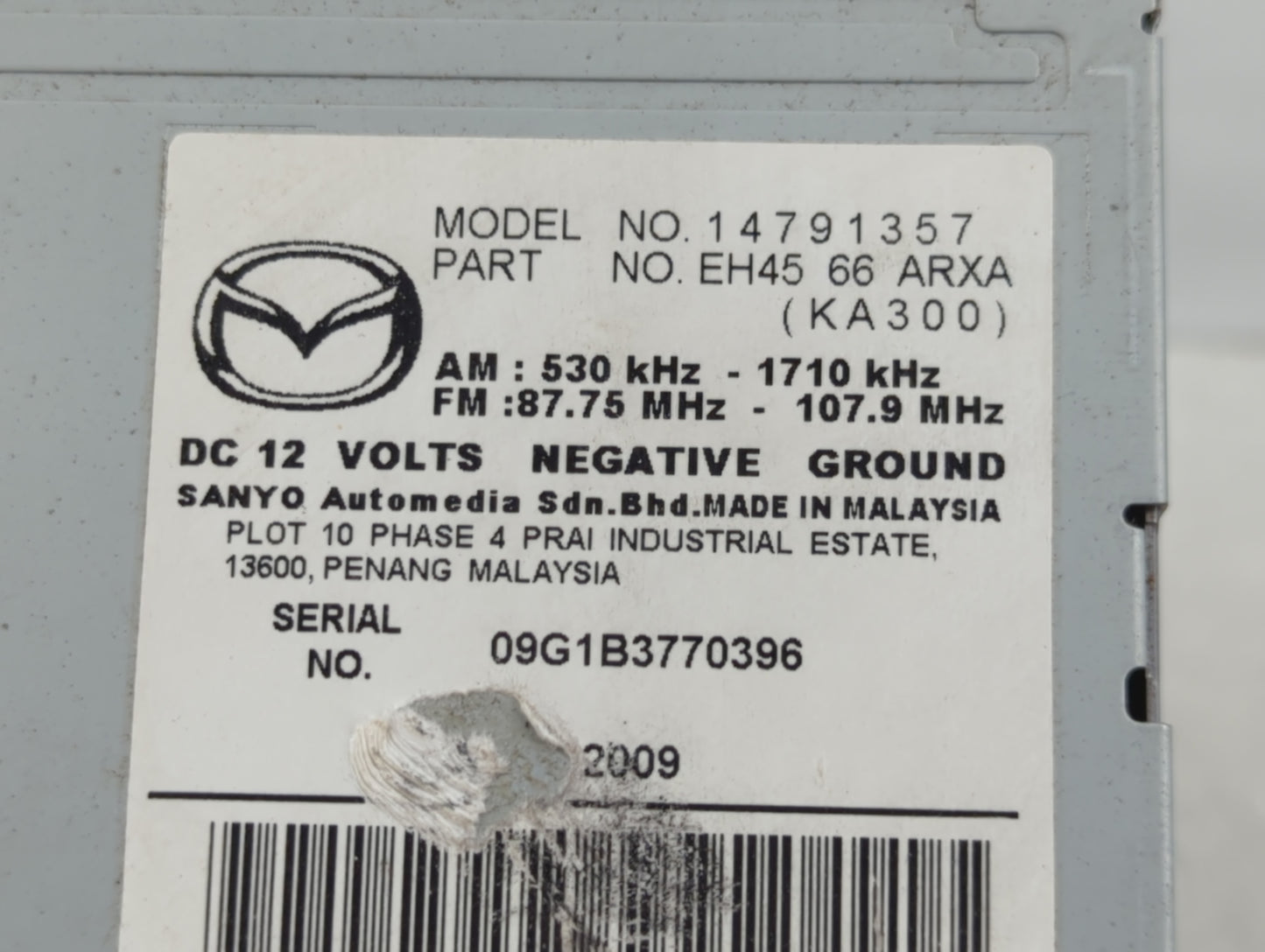 2010-2012 Mazda Cx-7 Radio AM FM Cd Player Receiver Replacement P/N:EH45 66 ARXA Fits Fits 2010 2011 2012 OEM Used Auto Part