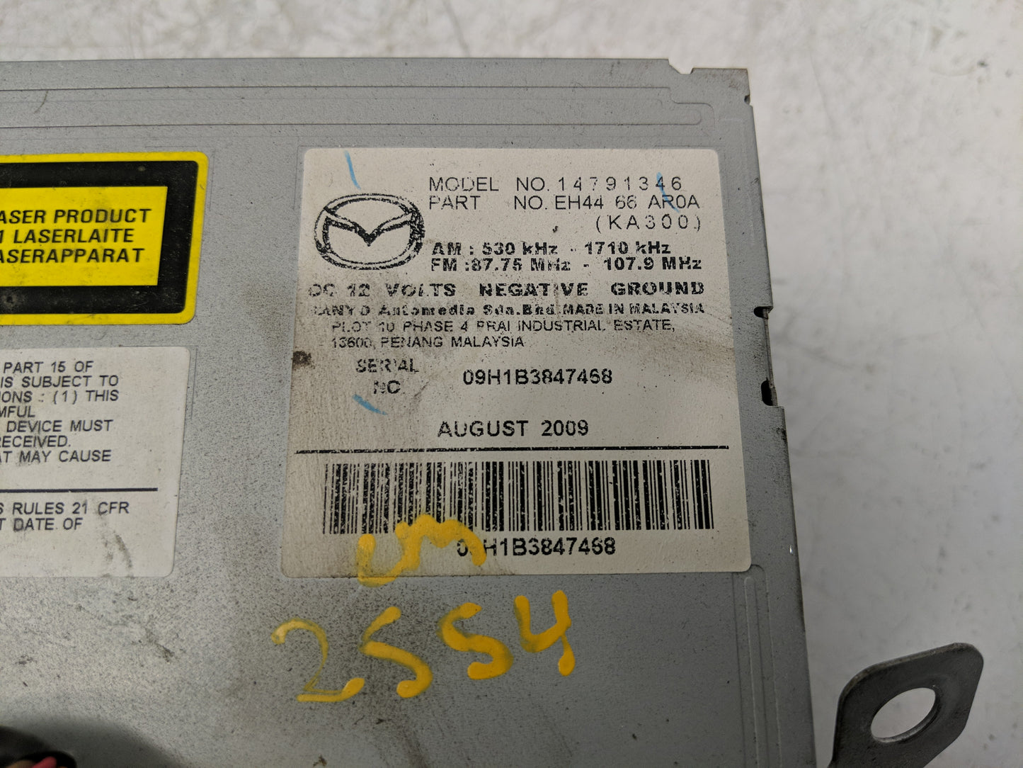 2010 Mazda Cx-7 Radio AM FM Cd Player Receiver Replacement P/N:EH44 66 AR0A Fits OEM Used Auto Parts - Oemusedautoparts1.com