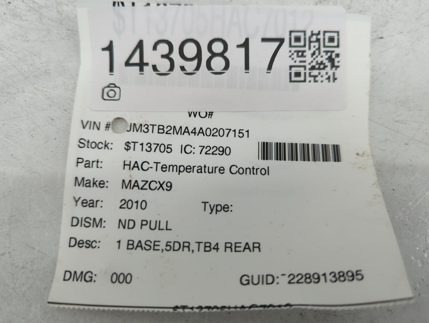 2010-2015 Mazda Cx-9 Climate Control Module Temperature AC/Heater Replacement P/N:K0021 Fits Fits 2010 2011 2012 2013 2014 2