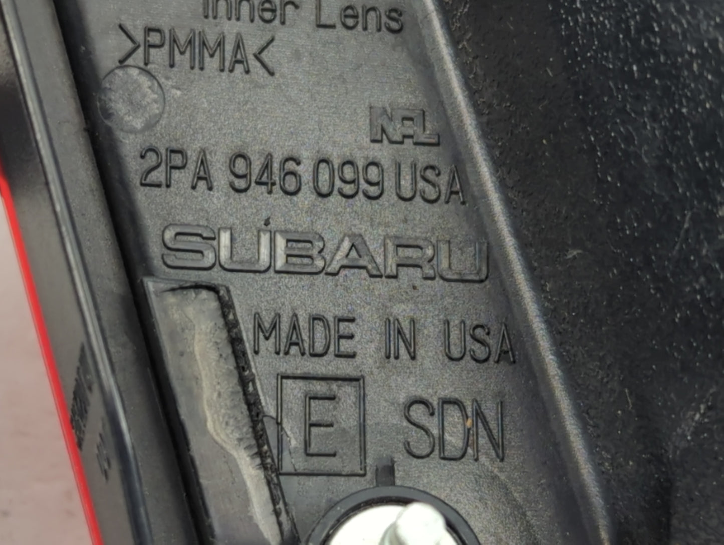2010-2013 Subaru Legacy Tail Light Assembly Passenger Right OEM P/N:2PA 946 099 Fits Fits 2010 2011 2012 2013 OEM Used Auto