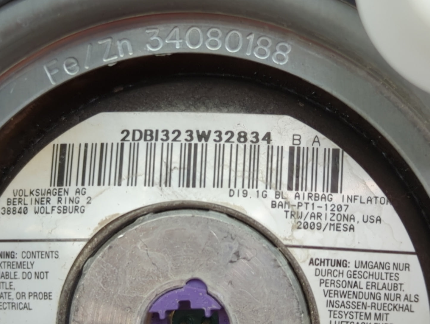 2010-2014 Volkswagen Jetta Air Bag Driver Left Steering Wheel Mounted 1466100 - Oemusedautoparts1.com