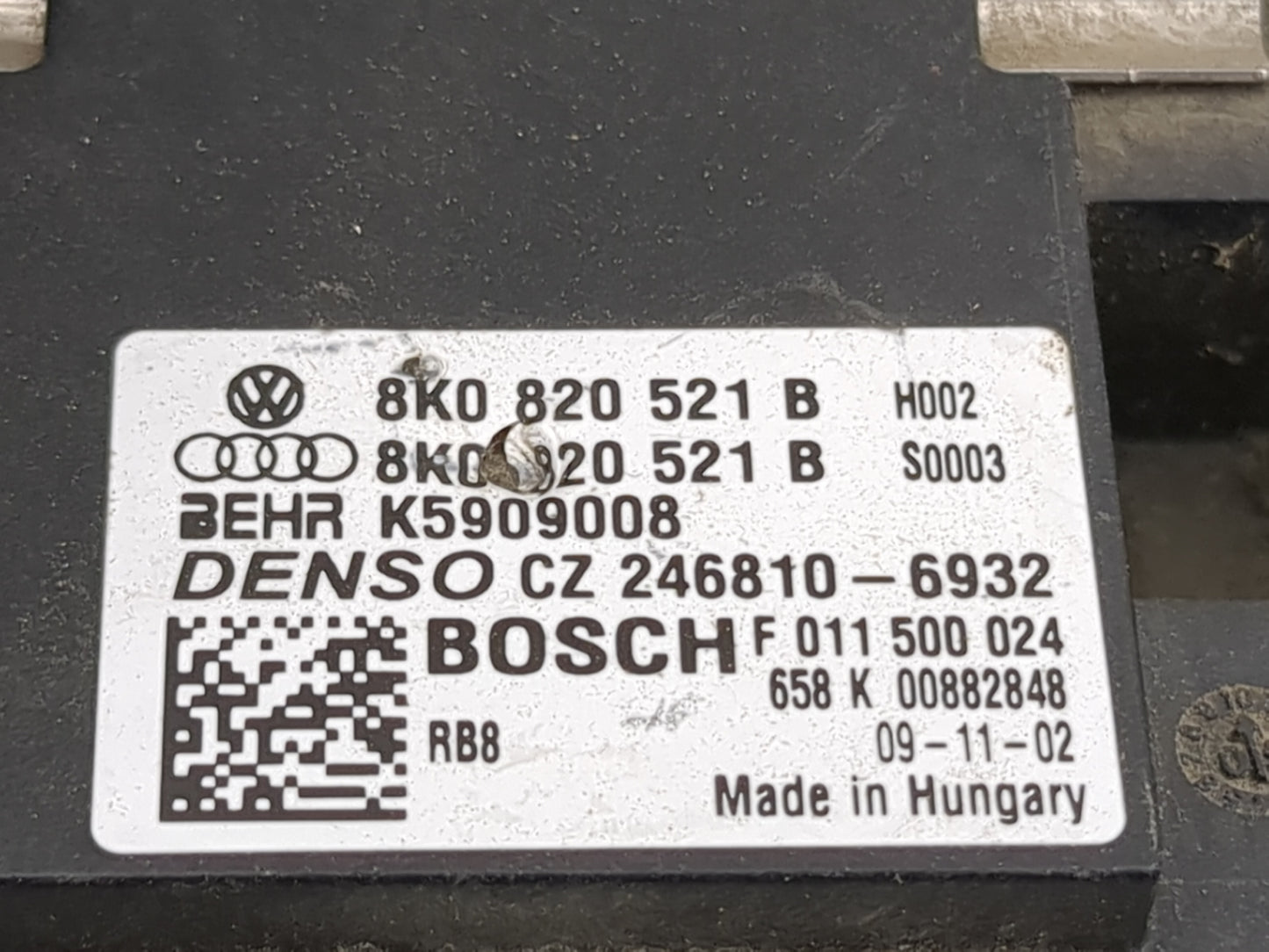 2009-2012 Audi A4 Heater AC Blower Motor P/N:850 820 521 B 8K0 820 521 B, 01291197 Fits Fits 2008 2009 2010 2011 2012 OEM Us