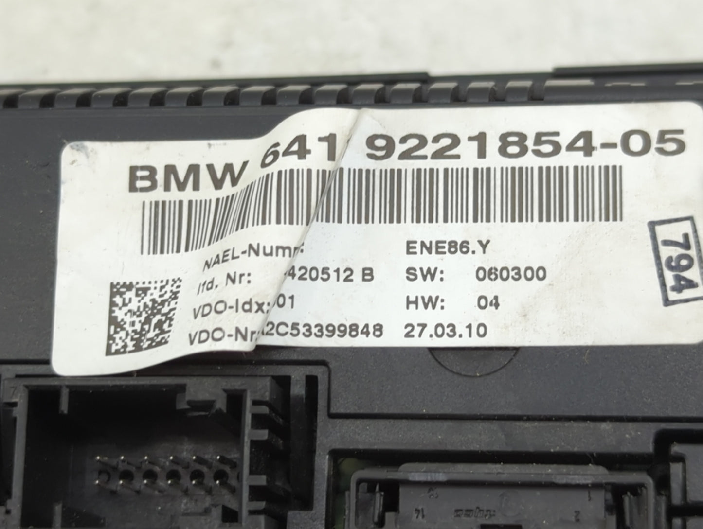2011-2013 Bmw 335i Climate Control Module Temperature AC/Heater Replacement P/N:9221854-05 Fits Fits 2011 2012 2013 OEM Used