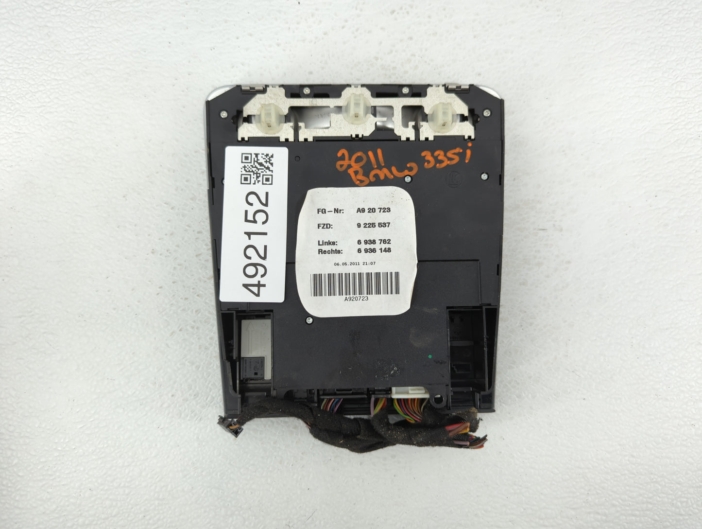 2011 Bmw 335i Overhead Roof Console Grey - Oemusedautoparts1.com