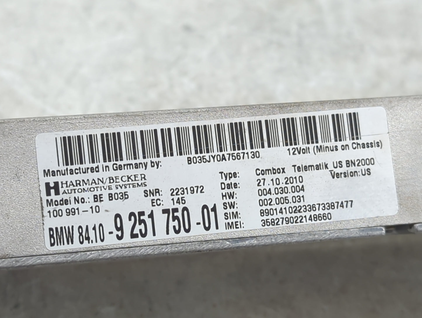 2011-2013 Bmw X5 Telematics Control Module 1452841 - Oemusedautoparts1.com