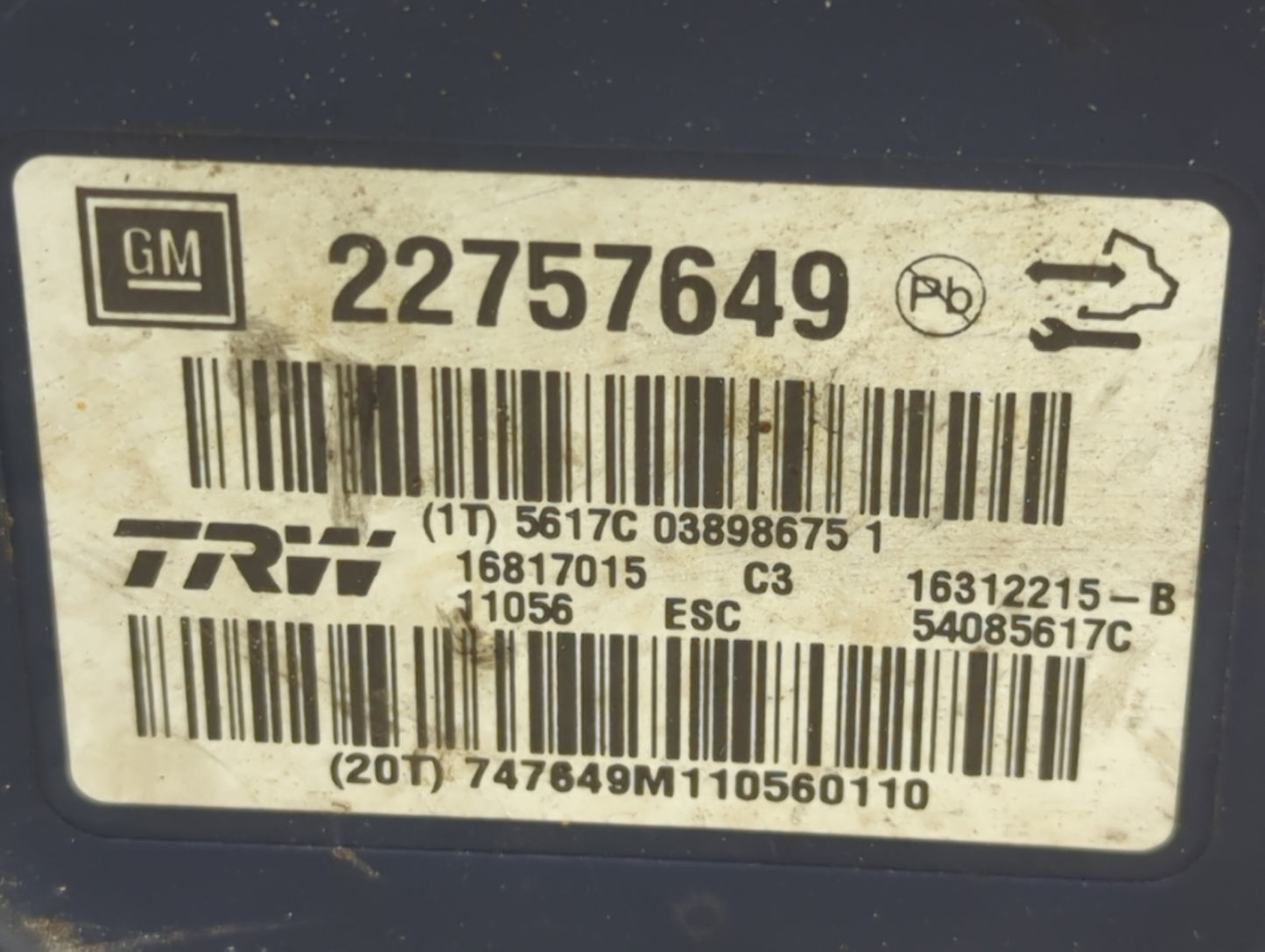 2011 Buick Regal ABS Pump Control Module Replacement P/N:22757649 Fits OEM Used Auto Parts - Oemusedautoparts1.com